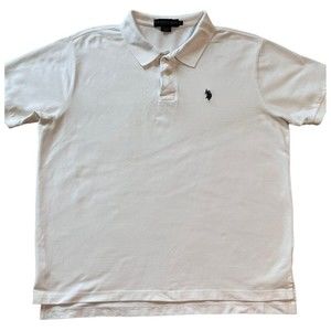 Mens White Polo Dress Shirt Top US Polo ASSN  Size XL Men Logo Designer Solid